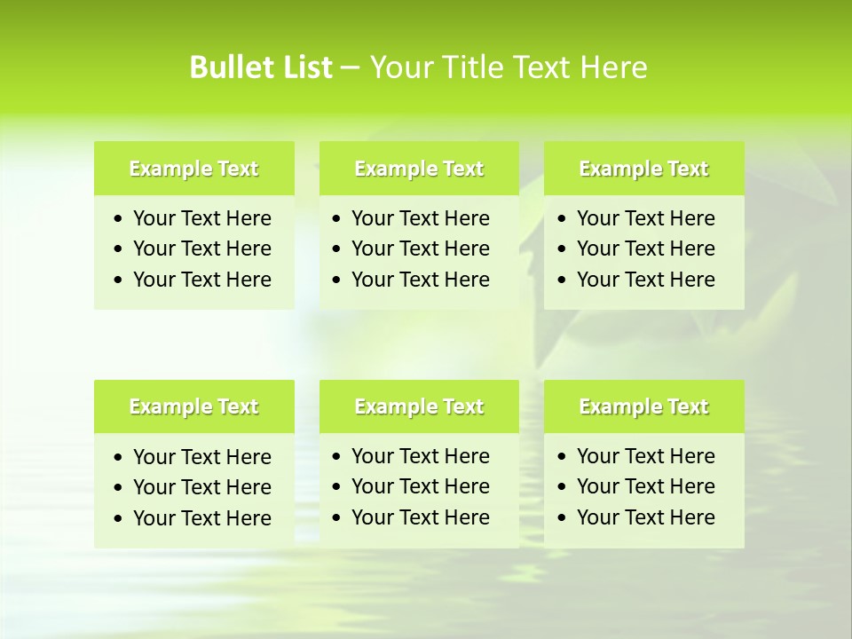 Green Leaves Reflecting In The Water, Shallow Focus PowerPoint Template