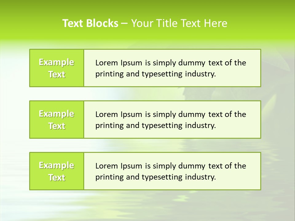 Green Leaves Reflecting In The Water, Shallow Focus PowerPoint Template