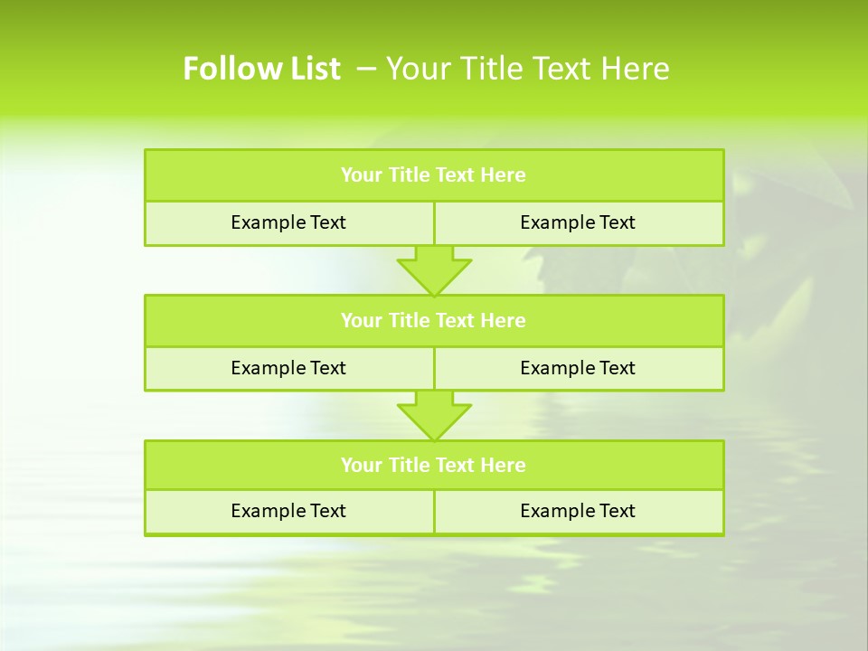 Green Leaves Reflecting In The Water, Shallow Focus PowerPoint Template