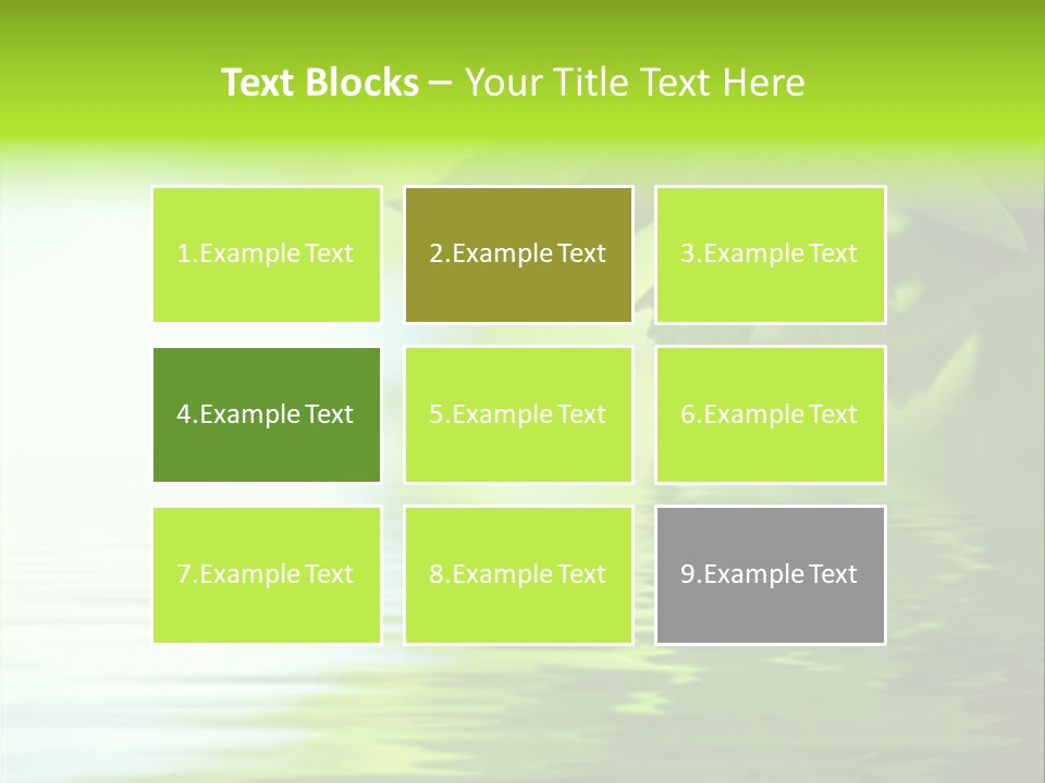 Green Leaves Reflecting In The Water, Shallow Focus PowerPoint Template