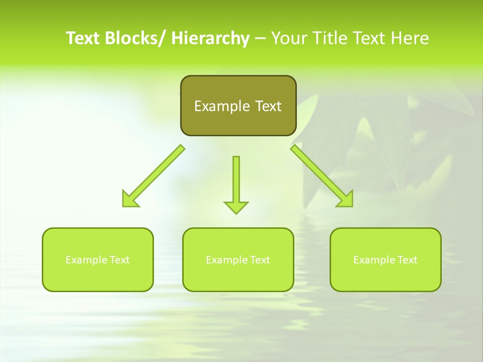 Green Leaves Reflecting In The Water, Shallow Focus PowerPoint Template
