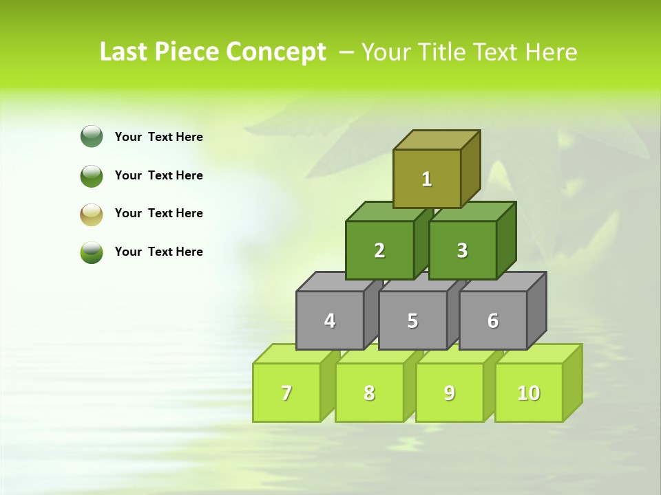 Green Leaves Reflecting In The Water, Shallow Focus PowerPoint Template