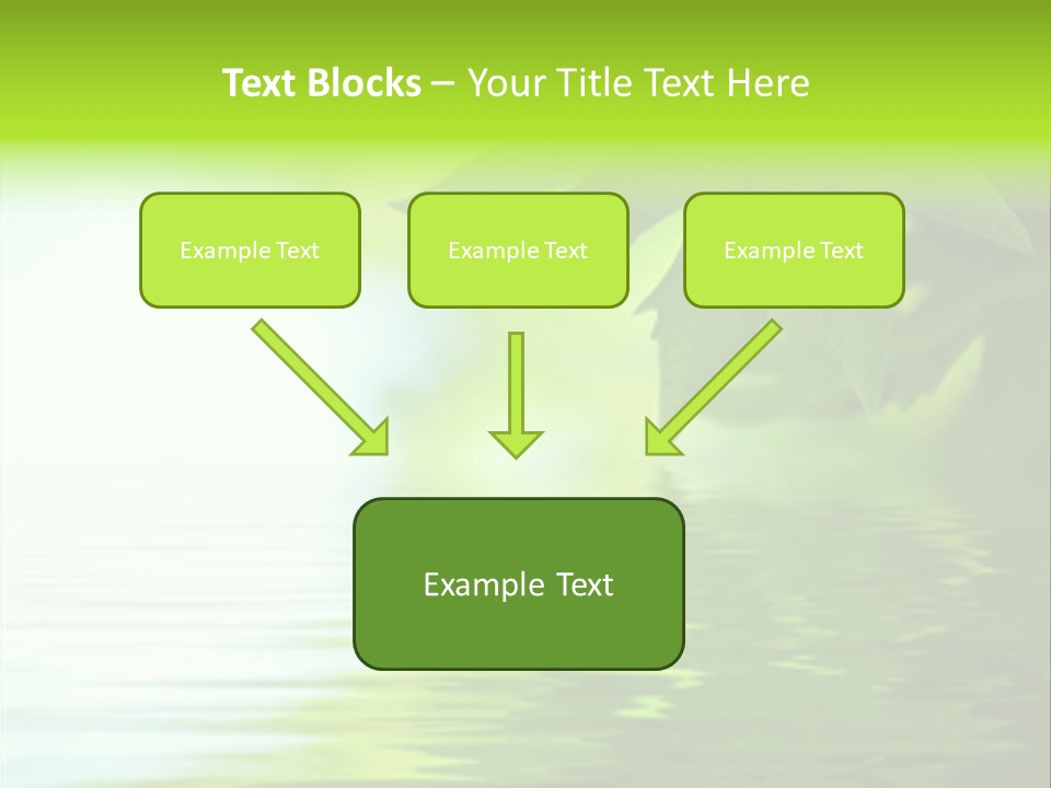 Green Leaves Reflecting In The Water, Shallow Focus PowerPoint Template