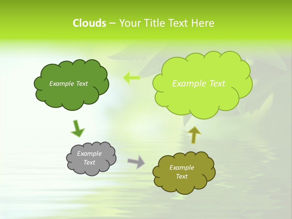 Green Leaves Reflecting In The Water, Shallow Focus PowerPoint Template