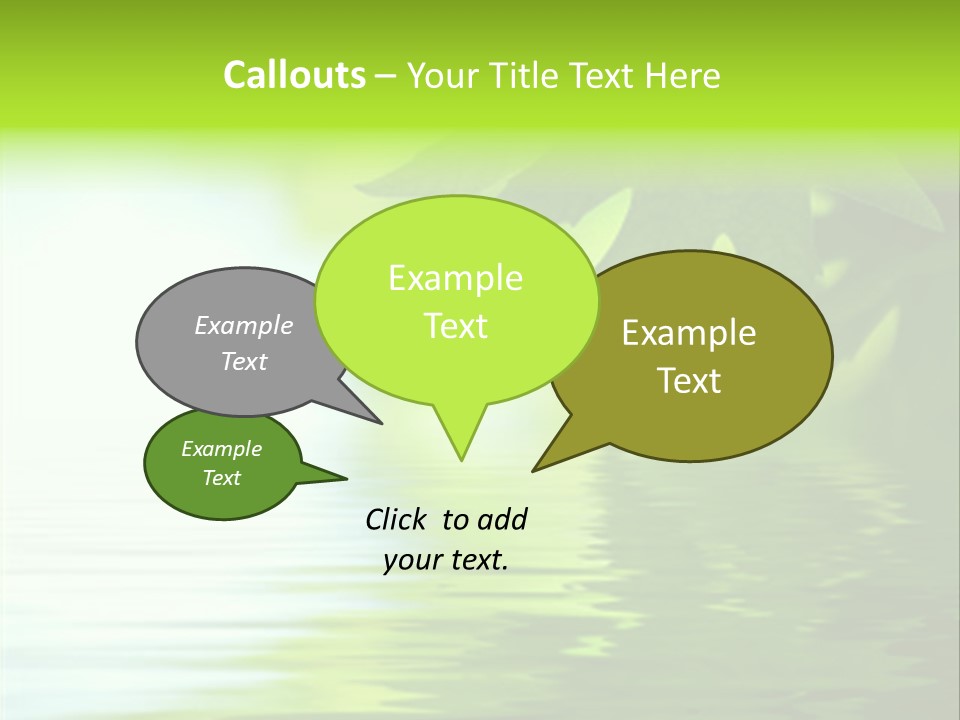 Green Leaves Reflecting In The Water, Shallow Focus PowerPoint Template