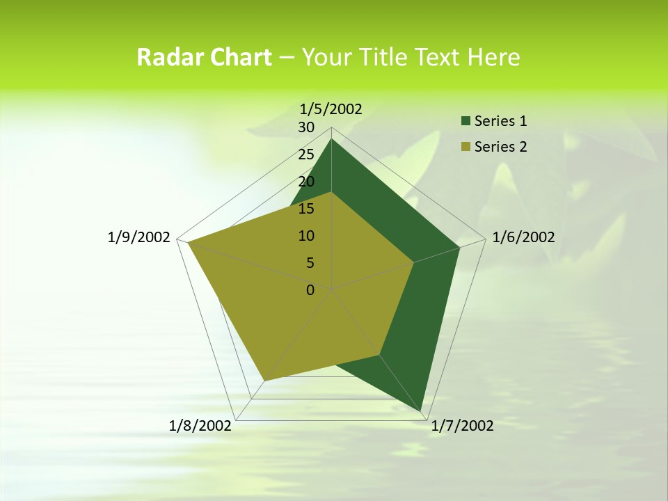 Green Leaves Reflecting In The Water, Shallow Focus PowerPoint Template