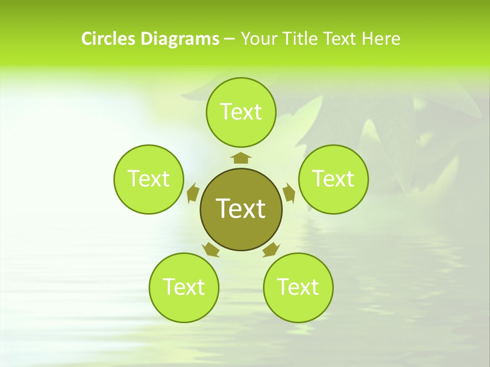 Green Leaves Reflecting In The Water, Shallow Focus PowerPoint Template