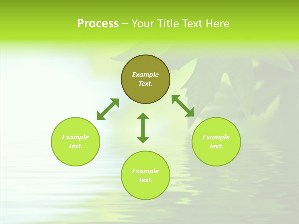 Green Leaves Reflecting In The Water, Shallow Focus PowerPoint Template