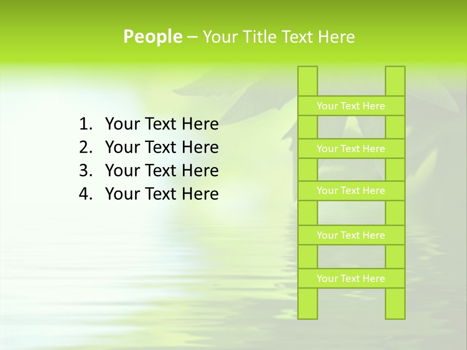 Green Leaves Reflecting In The Water, Shallow Focus PowerPoint Template