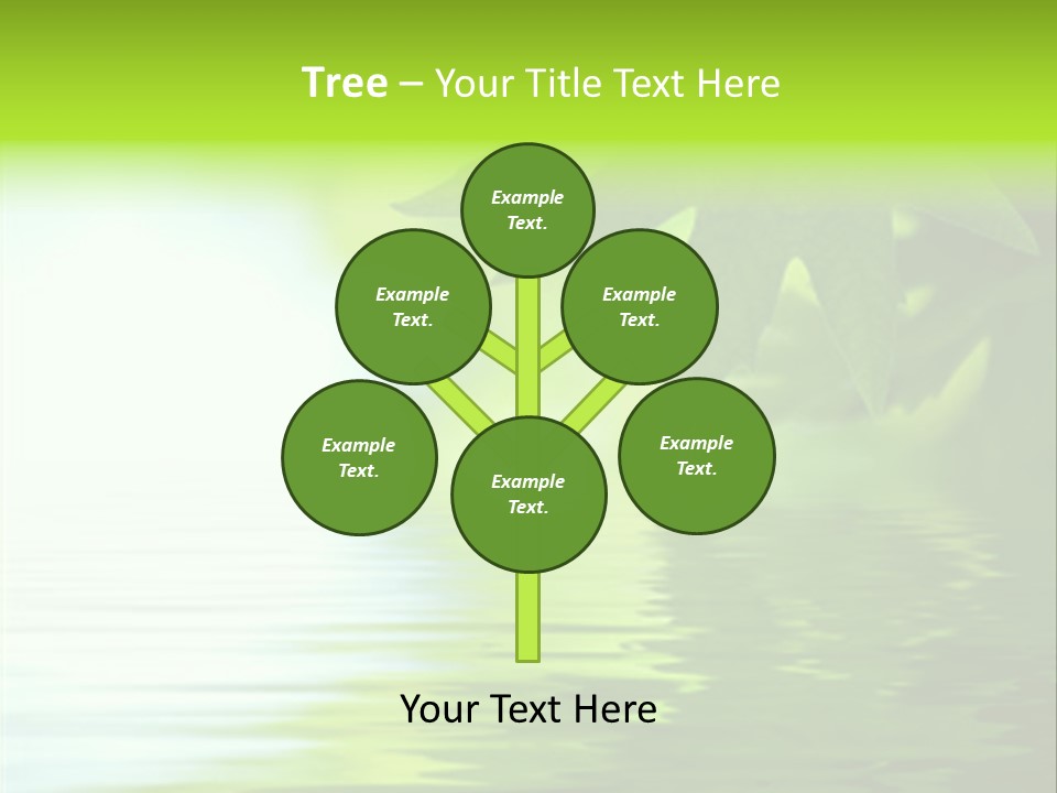 Green Leaves Reflecting In The Water, Shallow Focus PowerPoint Template