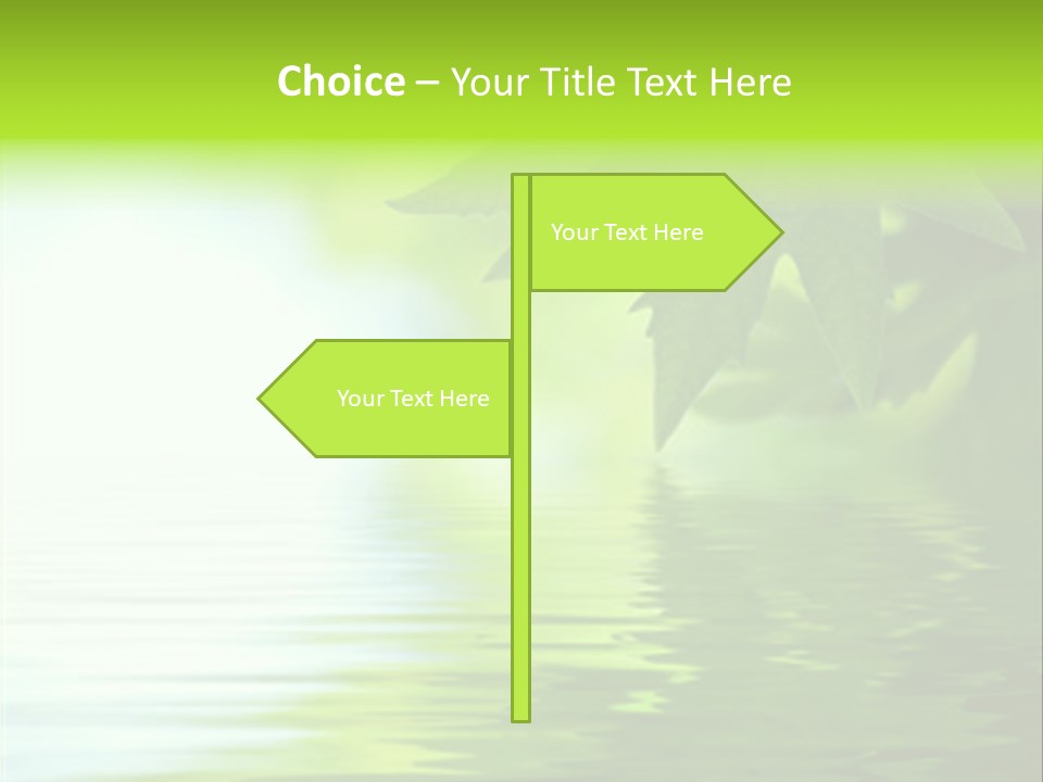 Green Leaves Reflecting In The Water, Shallow Focus PowerPoint Template