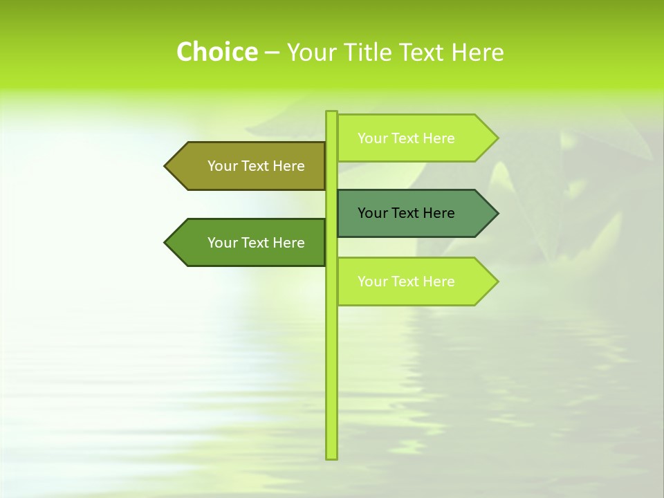 Green Leaves Reflecting In The Water, Shallow Focus PowerPoint Template