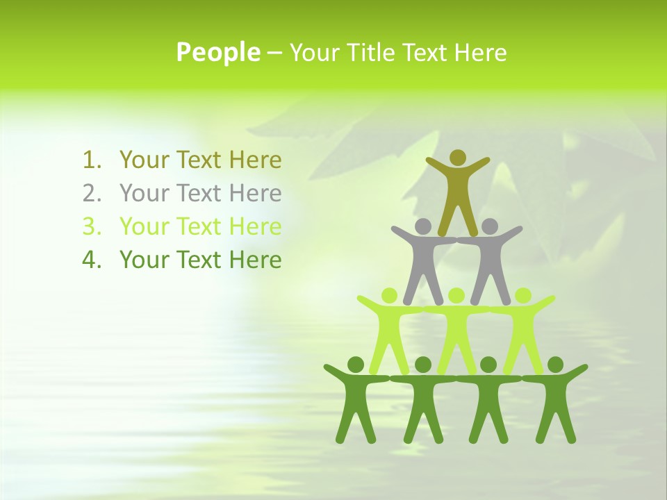 Green Leaves Reflecting In The Water, Shallow Focus PowerPoint Template