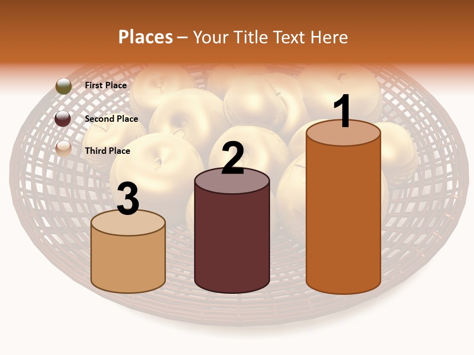 Golden Apples In Blank Basket On White Background PowerPoint Template