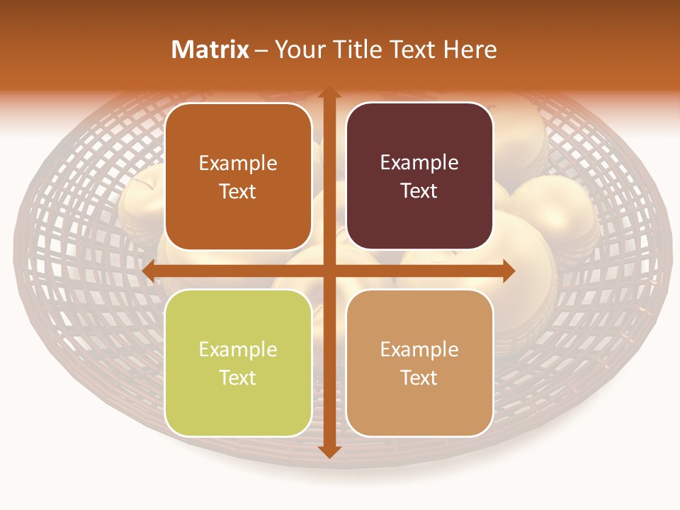 Golden Apples In Blank Basket On White Background PowerPoint Template