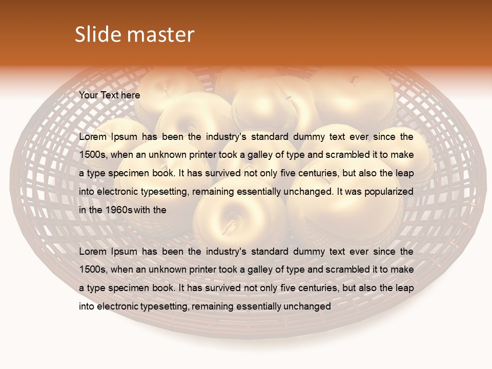 Golden Apples In Blank Basket On White Background PowerPoint Template