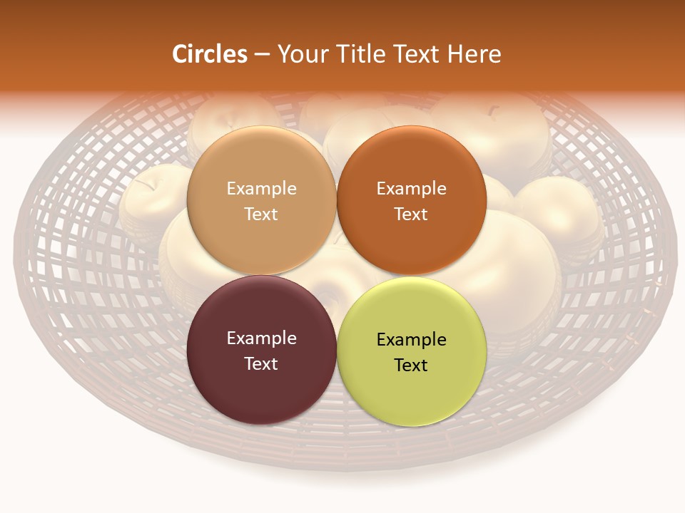 Golden Apples In Blank Basket On White Background PowerPoint Template