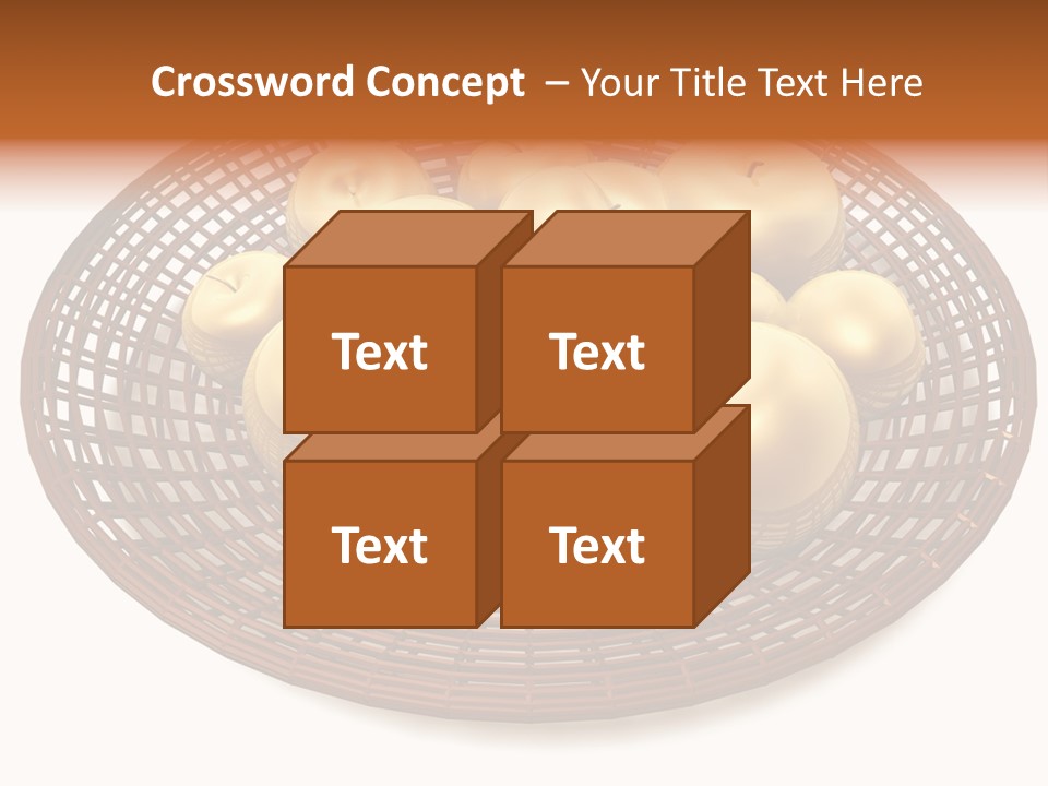 Golden Apples In Blank Basket On White Background PowerPoint Template