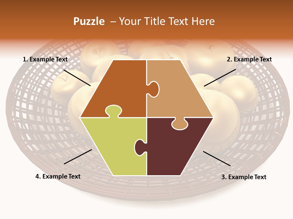 Golden Apples In Blank Basket On White Background PowerPoint Template