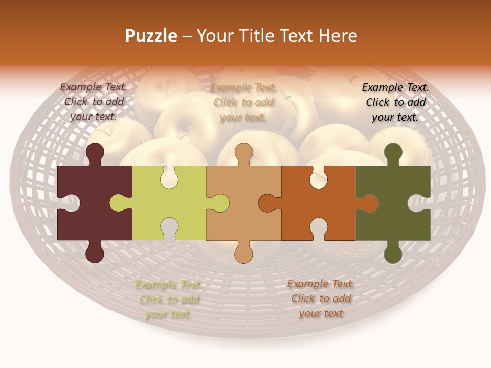 Golden Apples In Blank Basket On White Background PowerPoint Template