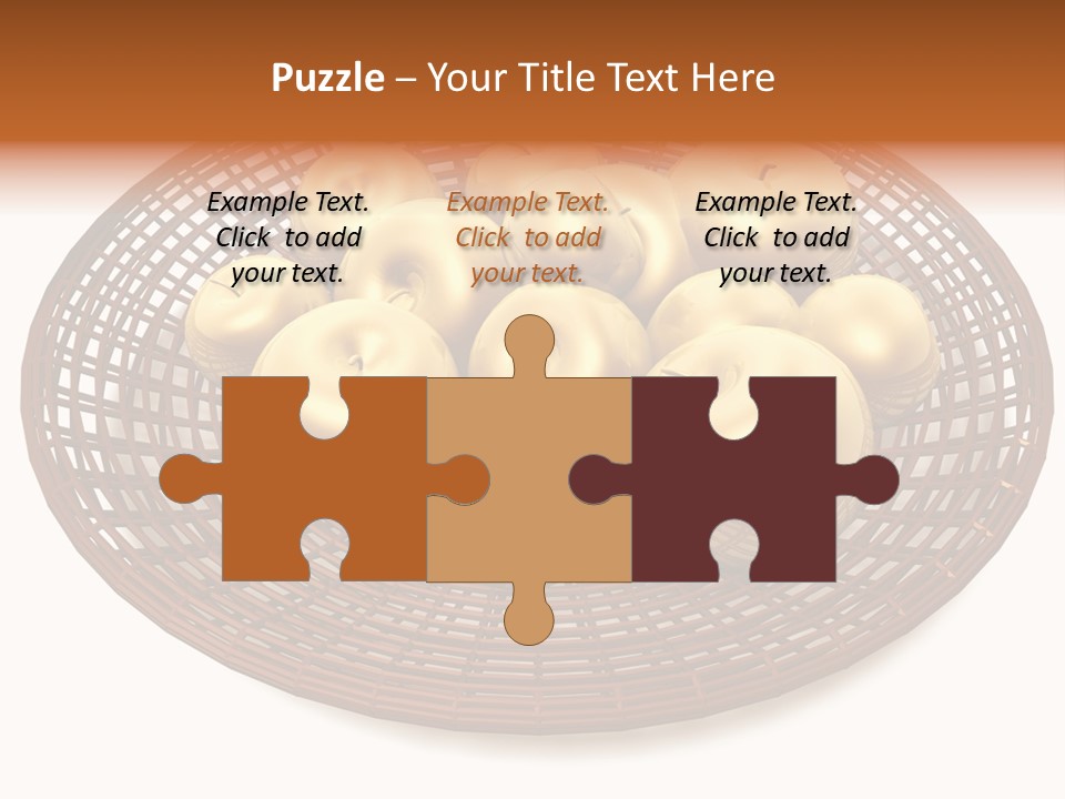 Golden Apples In Blank Basket On White Background PowerPoint Template