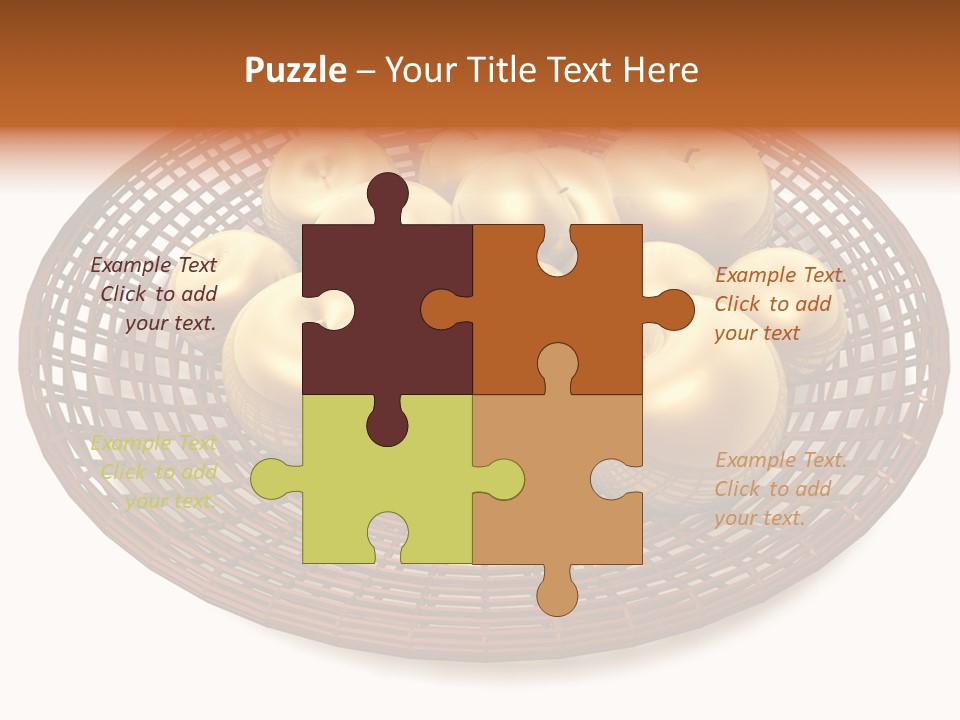 Golden Apples In Blank Basket On White Background PowerPoint Template