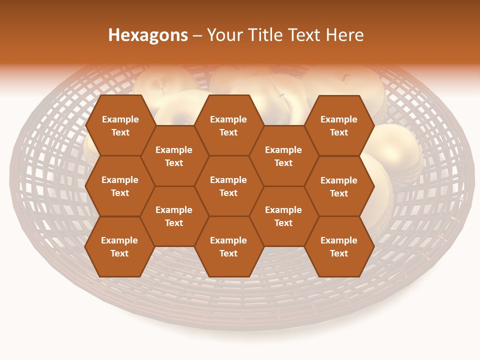 Golden Apples In Blank Basket On White Background PowerPoint Template