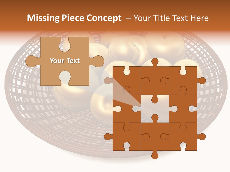 Golden Apples In Blank Basket On White Background PowerPoint Template