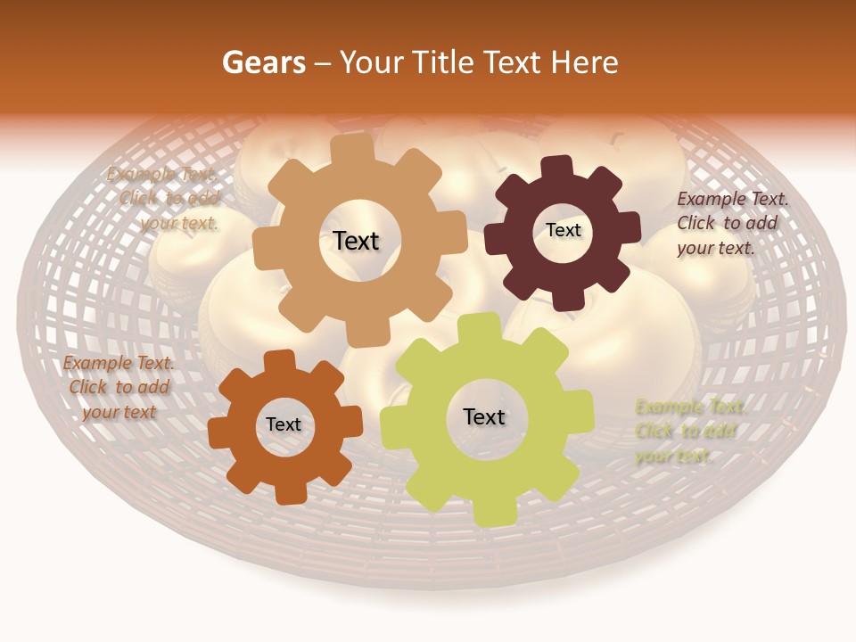 Golden Apples In Blank Basket On White Background PowerPoint Template