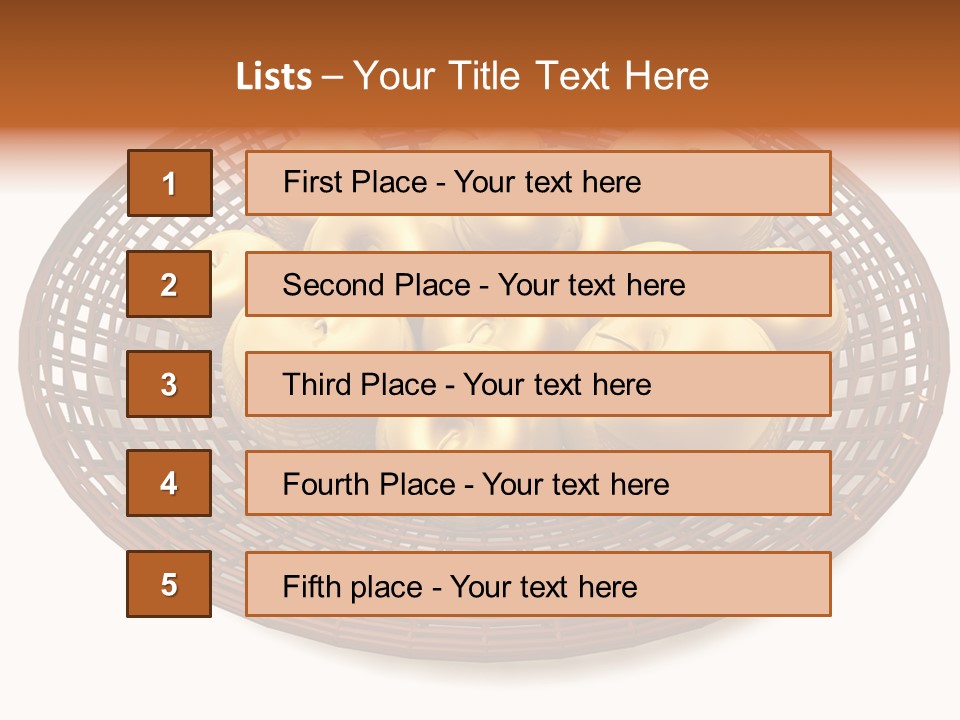 Golden Apples In Blank Basket On White Background PowerPoint Template