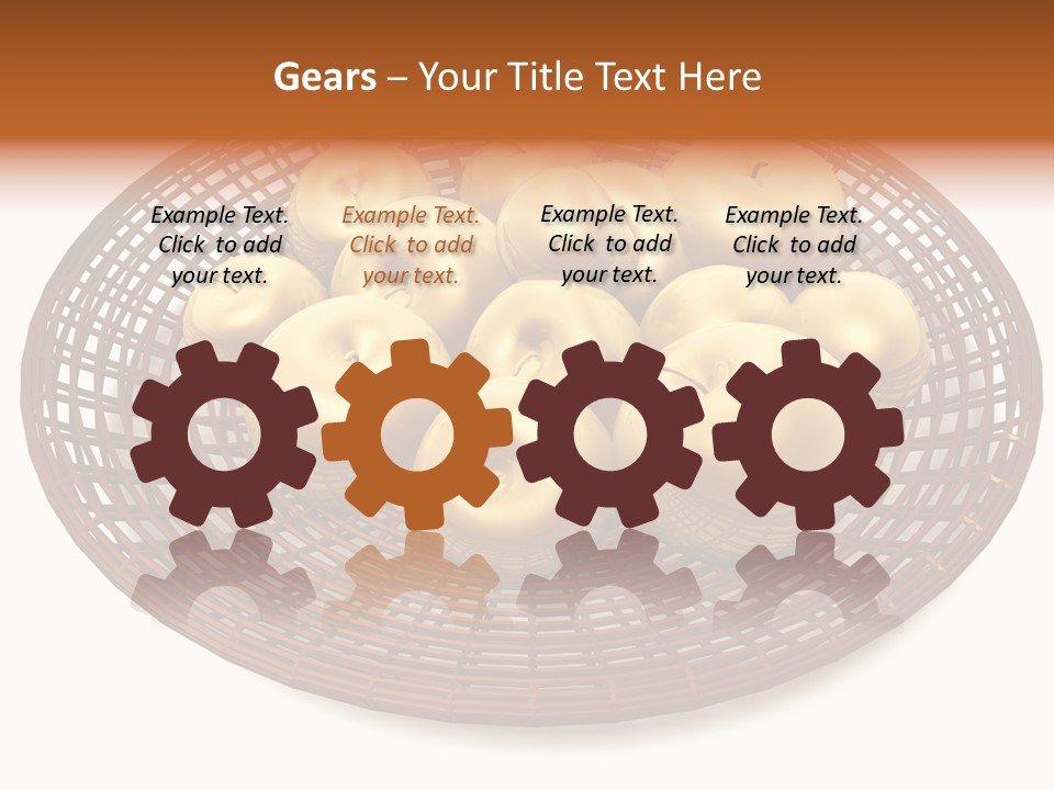 Golden Apples In Blank Basket On White Background PowerPoint Template