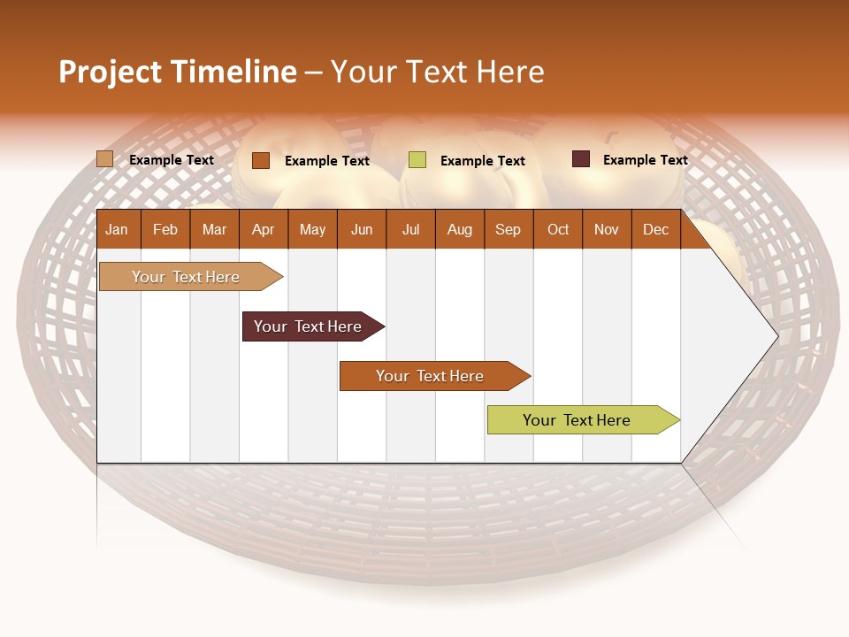 Golden Apples In Blank Basket On White Background PowerPoint Template