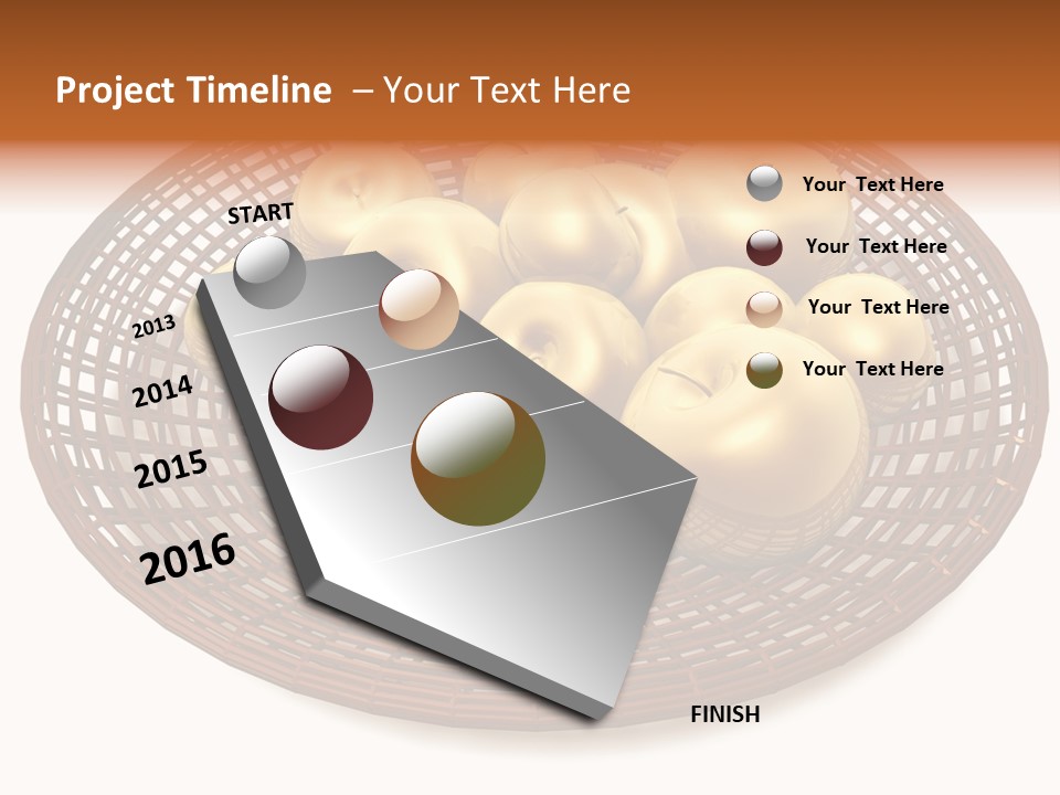 Golden Apples In Blank Basket On White Background PowerPoint Template