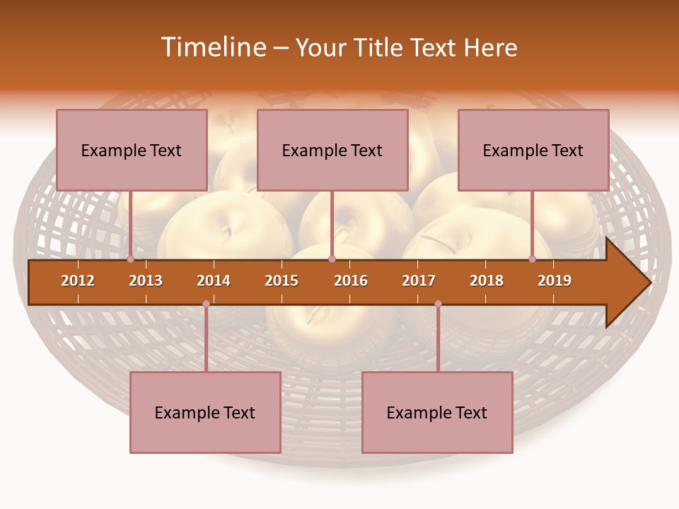 Golden Apples In Blank Basket On White Background PowerPoint Template