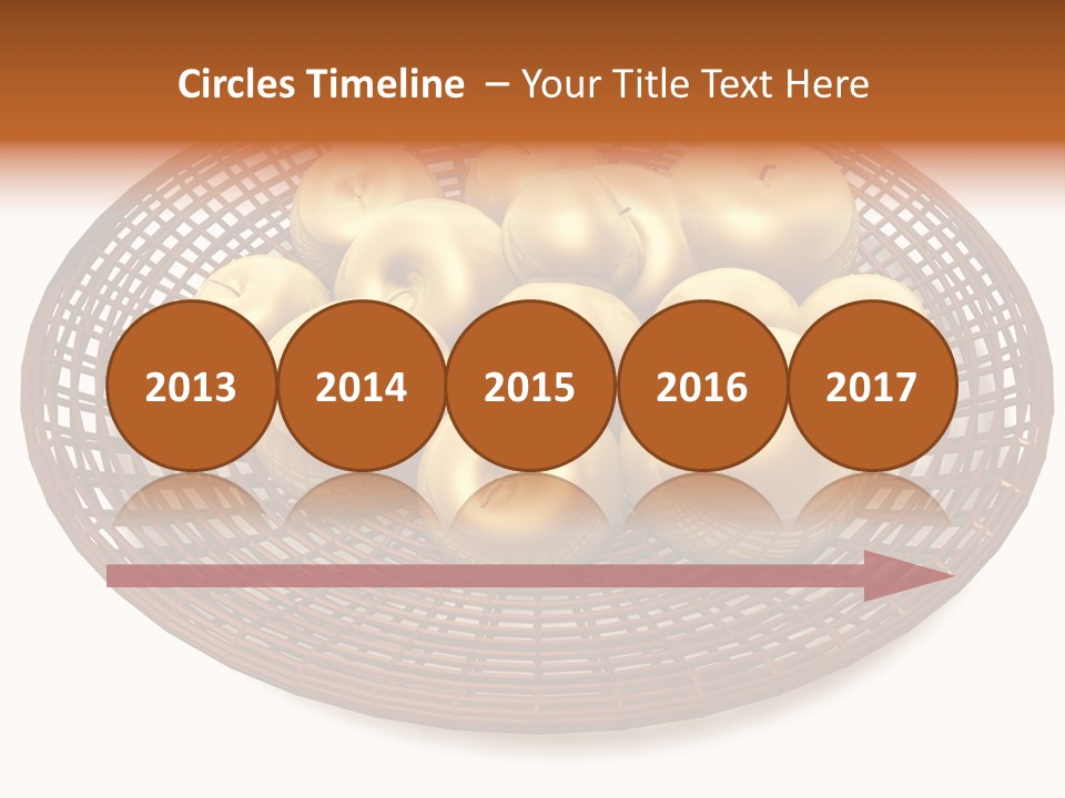 Golden Apples In Blank Basket On White Background PowerPoint Template