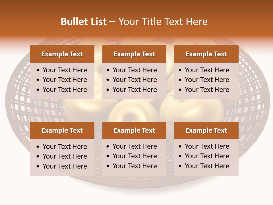 Golden Apples In Blank Basket On White Background PowerPoint Template