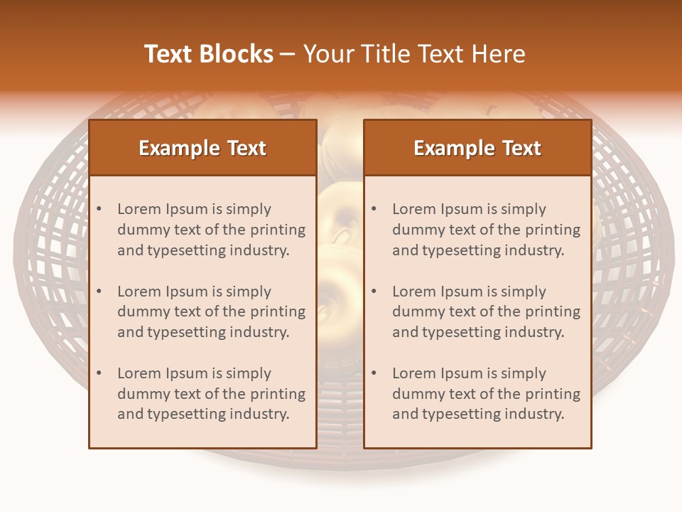 Golden Apples In Blank Basket On White Background PowerPoint Template