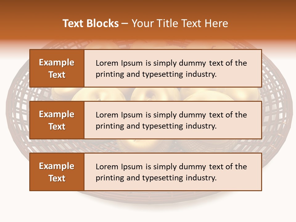 Golden Apples In Blank Basket On White Background PowerPoint Template
