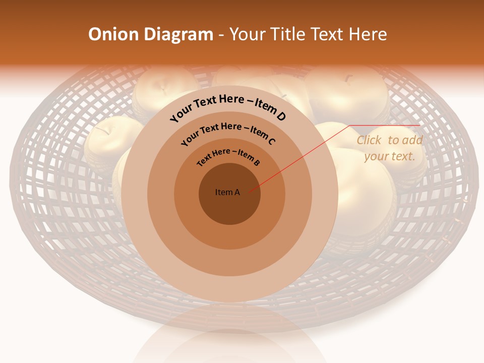 Golden Apples In Blank Basket On White Background PowerPoint Template