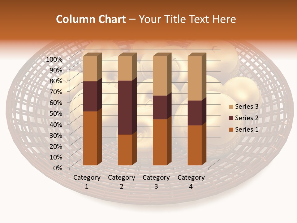 Golden Apples In Blank Basket On White Background PowerPoint Template