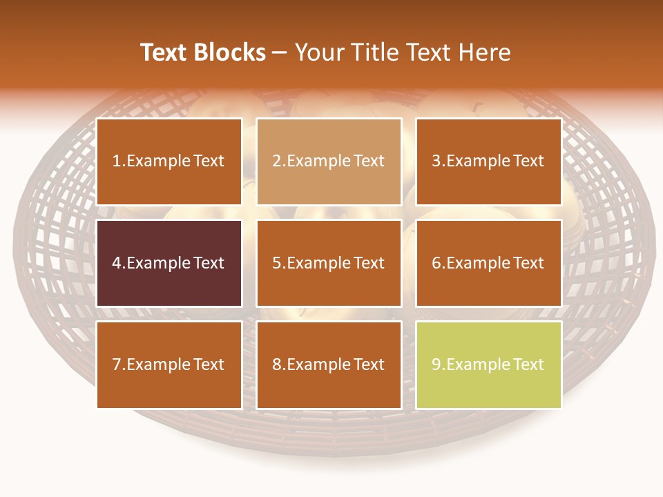 Golden Apples In Blank Basket On White Background PowerPoint Template