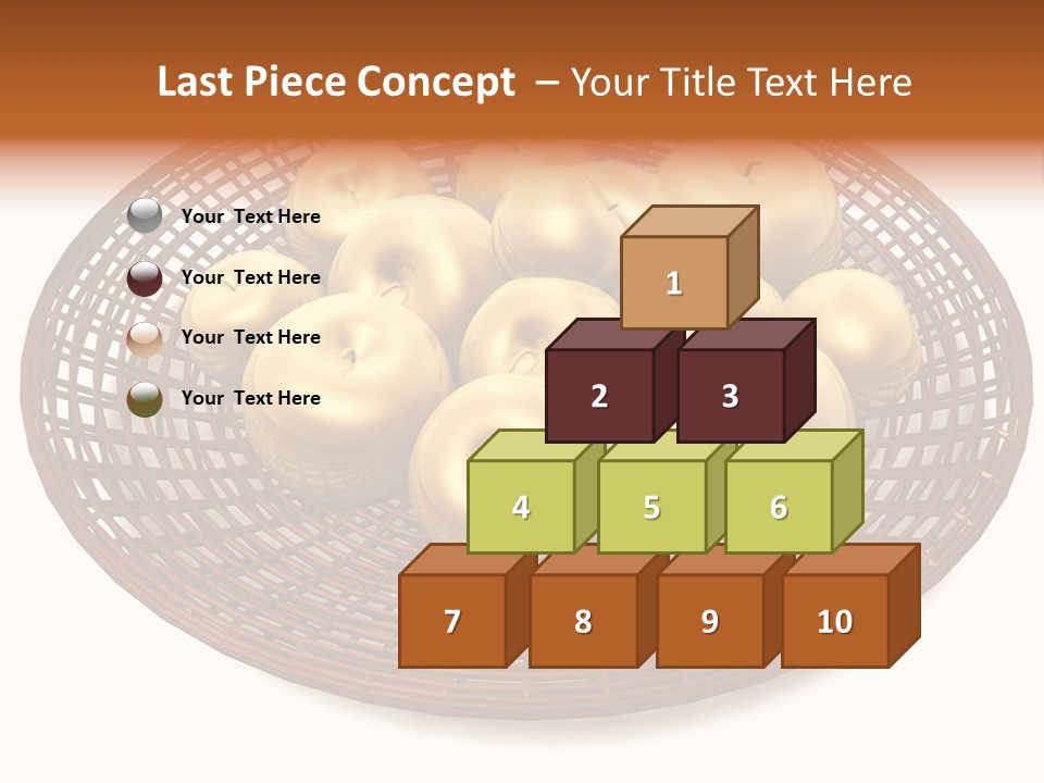 Golden Apples In Blank Basket On White Background PowerPoint Template