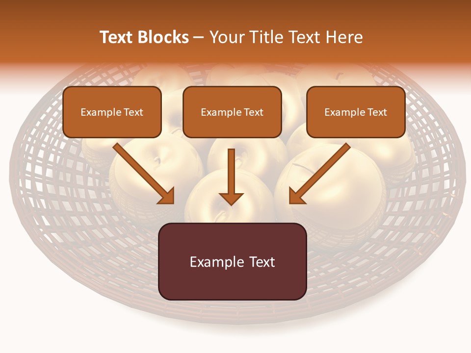 Golden Apples In Blank Basket On White Background PowerPoint Template