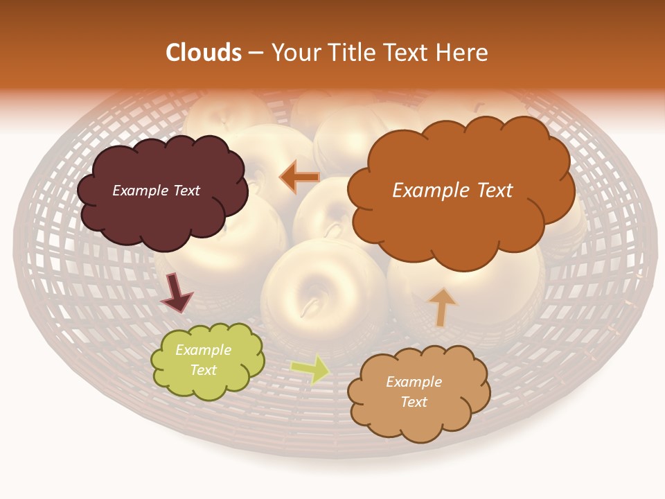 Golden Apples In Blank Basket On White Background PowerPoint Template