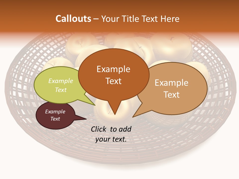 Golden Apples In Blank Basket On White Background PowerPoint Template