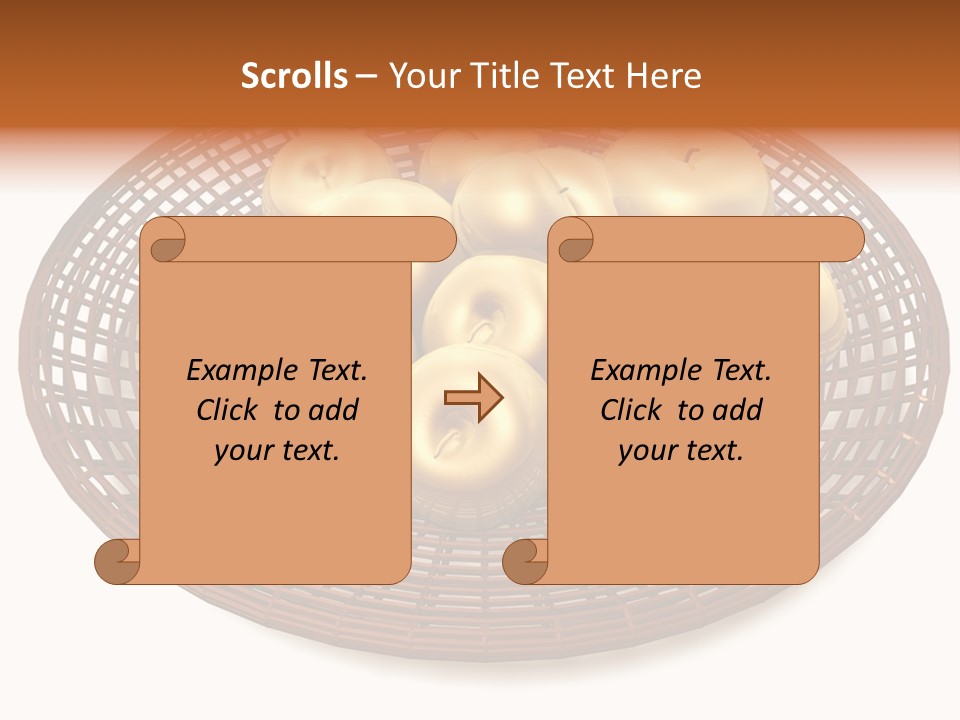 Golden Apples In Blank Basket On White Background PowerPoint Template