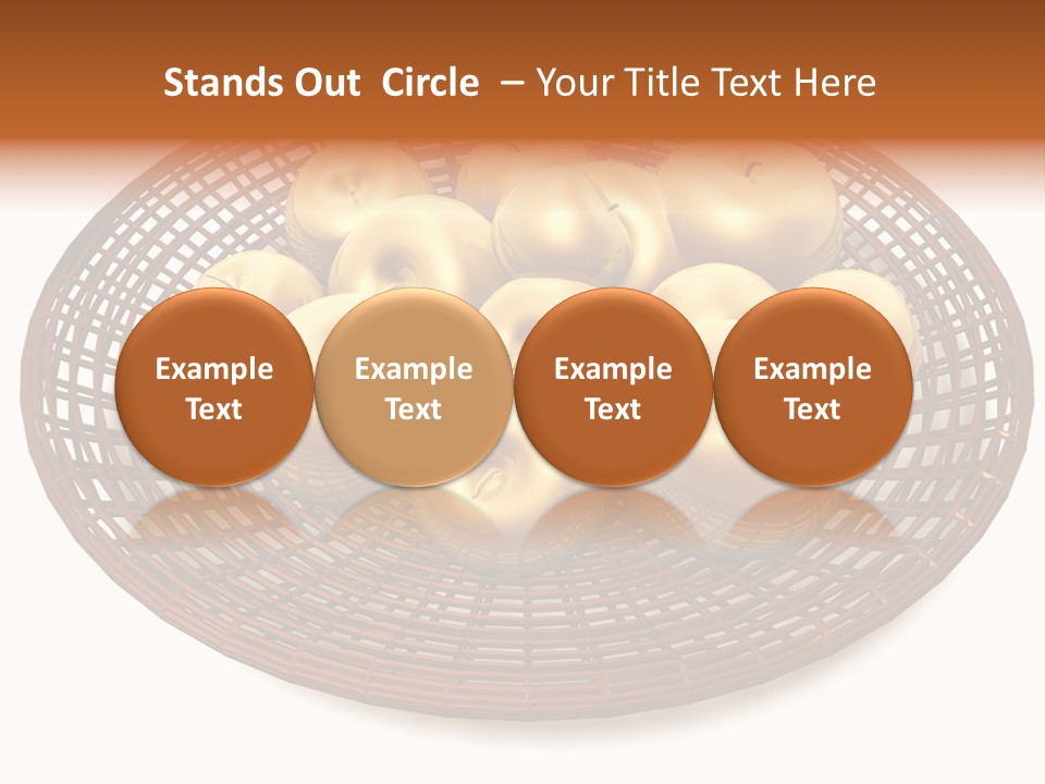 Golden Apples In Blank Basket On White Background PowerPoint Template