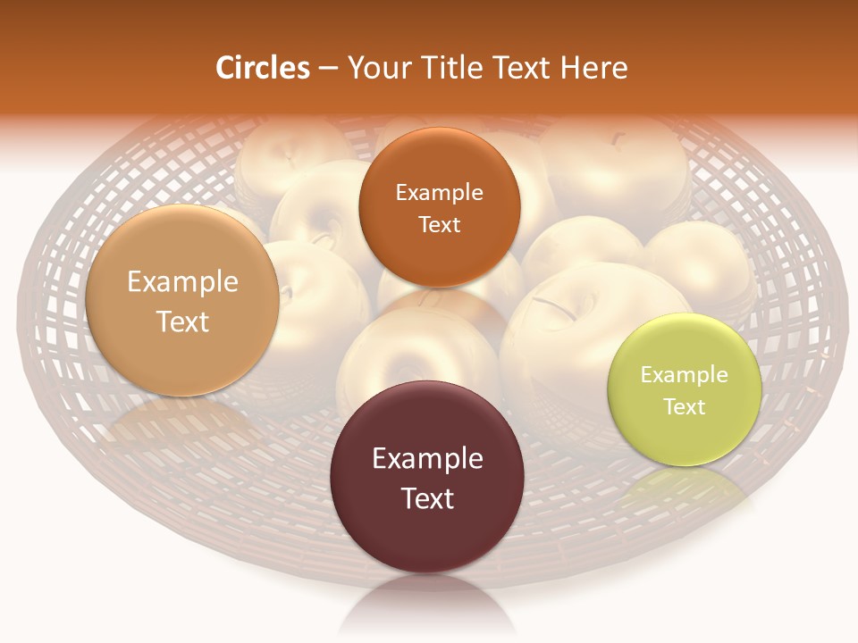 Golden Apples In Blank Basket On White Background PowerPoint Template
