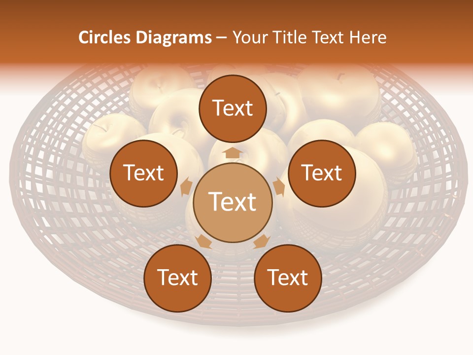 Golden Apples In Blank Basket On White Background PowerPoint Template