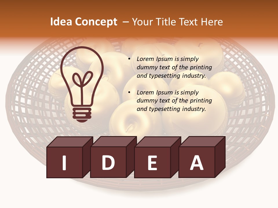 Golden Apples In Blank Basket On White Background PowerPoint Template